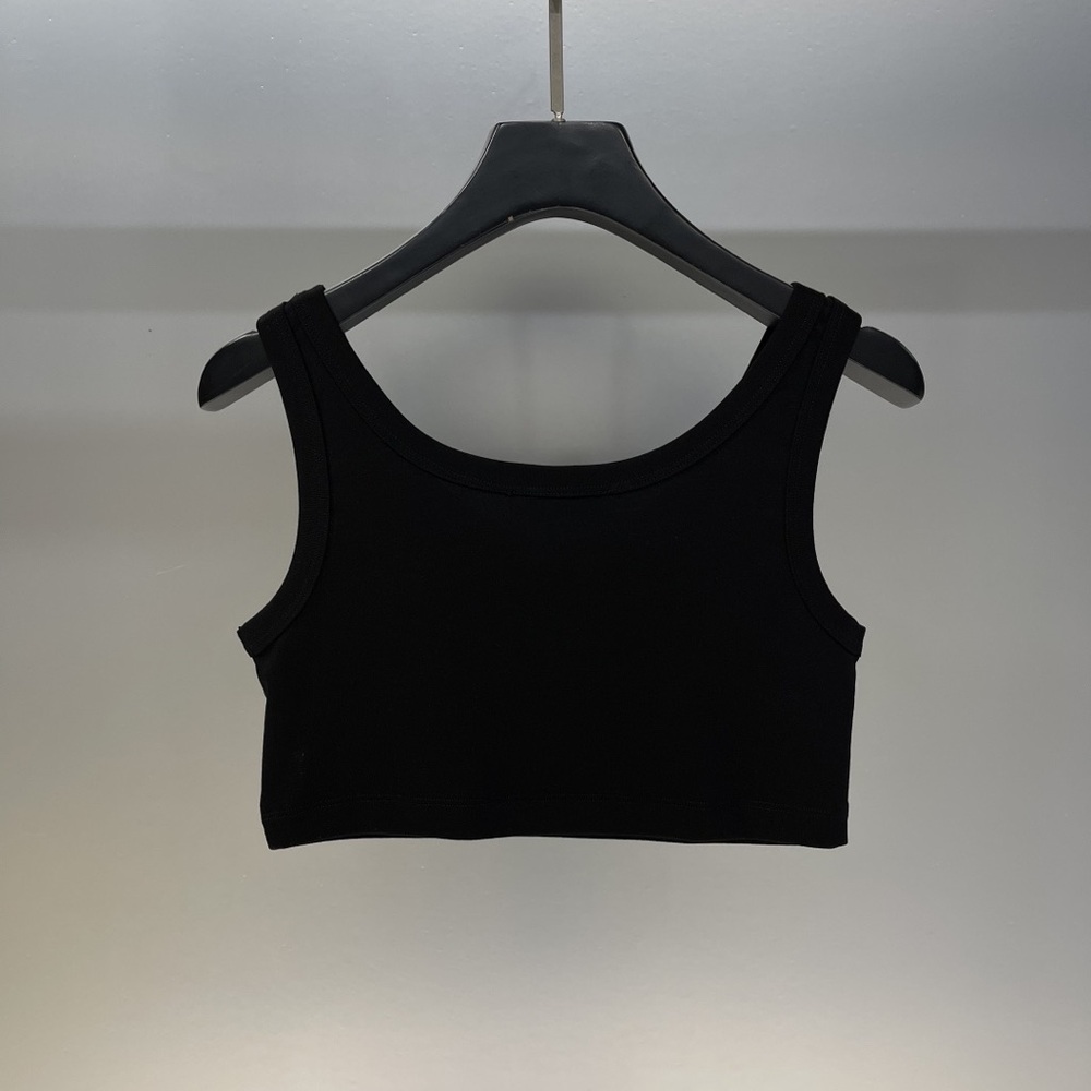 Prada Black Triangle Logo Ribbed Plain Knit Cropped Vest, Crop Top - Picture 5 of 7